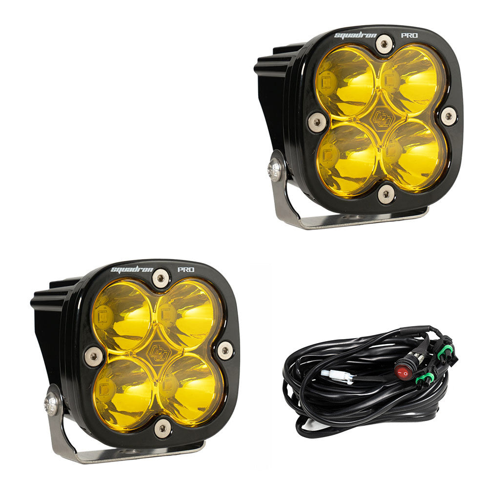 LED Light Pods Baja Amber Lens Spot Pattern Pair Squadron Pro Series Baja Designs