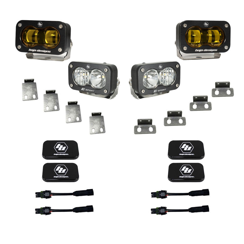 S2 SAE Baja Amber/S2 Sport Fog Pocket Kit Fits 21-On Ford Raptor Baja Designs