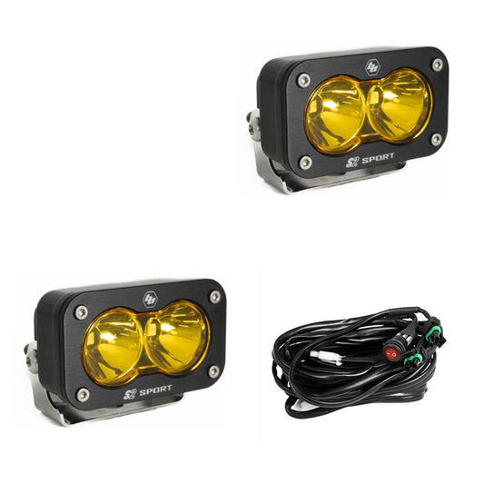 LED Work Light Baja Amber Lens Spot Pattern Pair S2 Sport Baja Designs