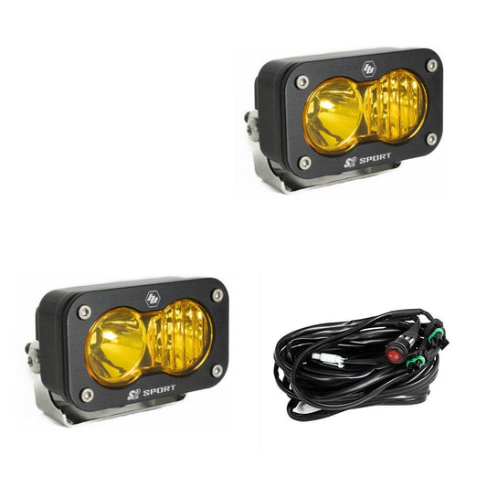 LED Work Light Baja Amber Lens Driving Combo Pattern Pair S2 Sport Baja Designs