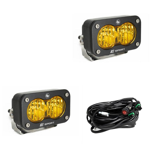 LED Work Light Baja Amber Lens Wide Cornering Pattern Pair S2 Sport Baja Designs