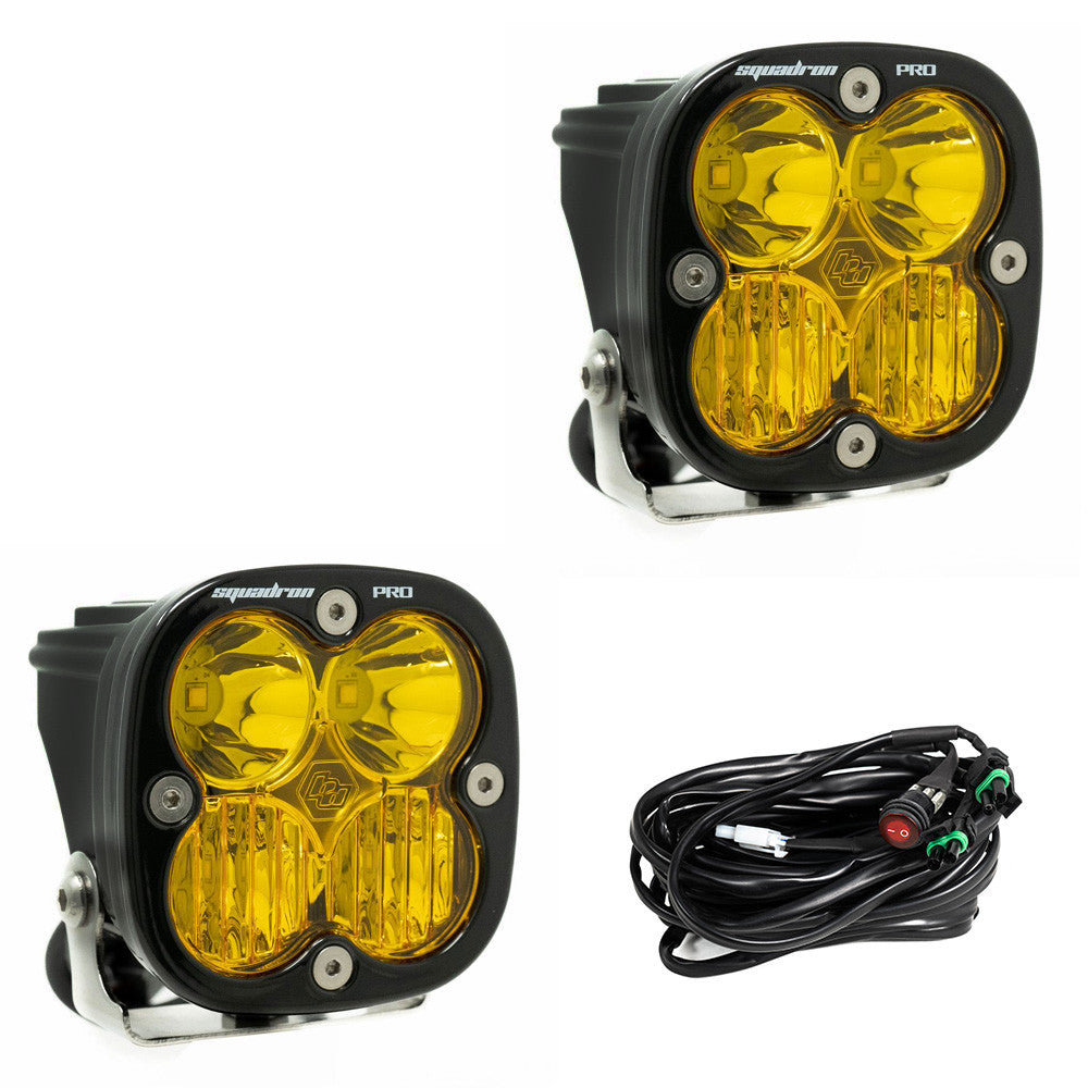 LED Light Pods Baja Amber Lens Driving Combo Pattern Pair Squadron Pro Series Baja Designs