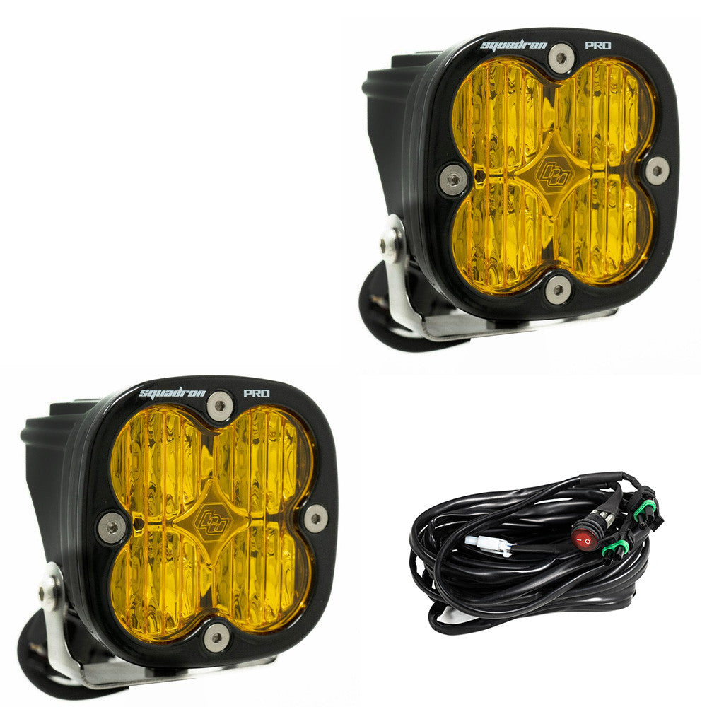 LED Light Pods Baja Amber Lens Wide Cornering Pattern Pair Squadron Pro Series Baja Designs