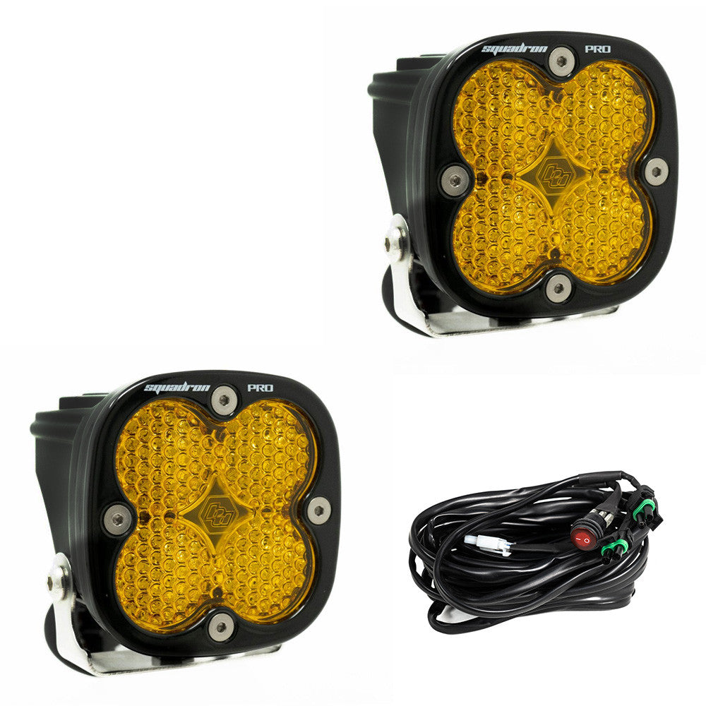 LED Light Pods Baja Amber Lens Work/Scene Pattern Pair Squadron Pro Series Baja Designs