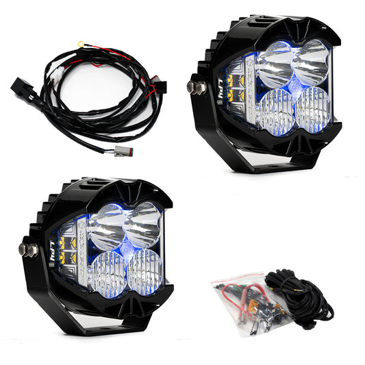 LP4 Pro LED Auxiliary Light Pod Pair Light Pattern Driving/Combo Blue Backlight Baja Designs