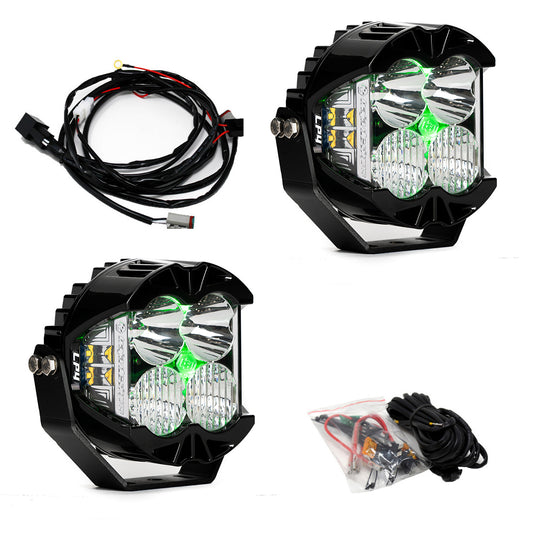 LP4 Pro LED Auxiliary Light Pod Pair Light Pattern Driving/Combo Green Backlight Baja Designs
