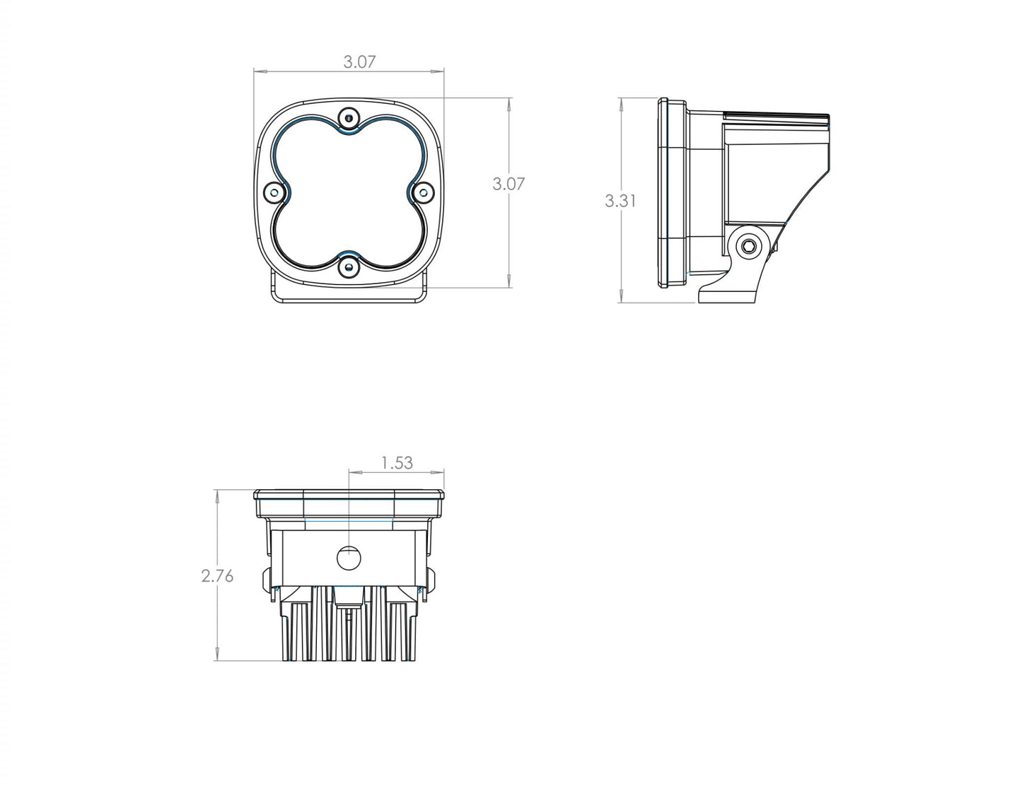 LED Light Pod White Clear Lens Work/Scene Pattern Squadron Pro Baja Designs