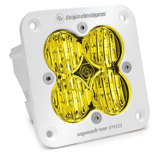 Flush Mount LED Light Pod White Amber Lens Wide Cornering Pattern Squadron Pro Baja Designs